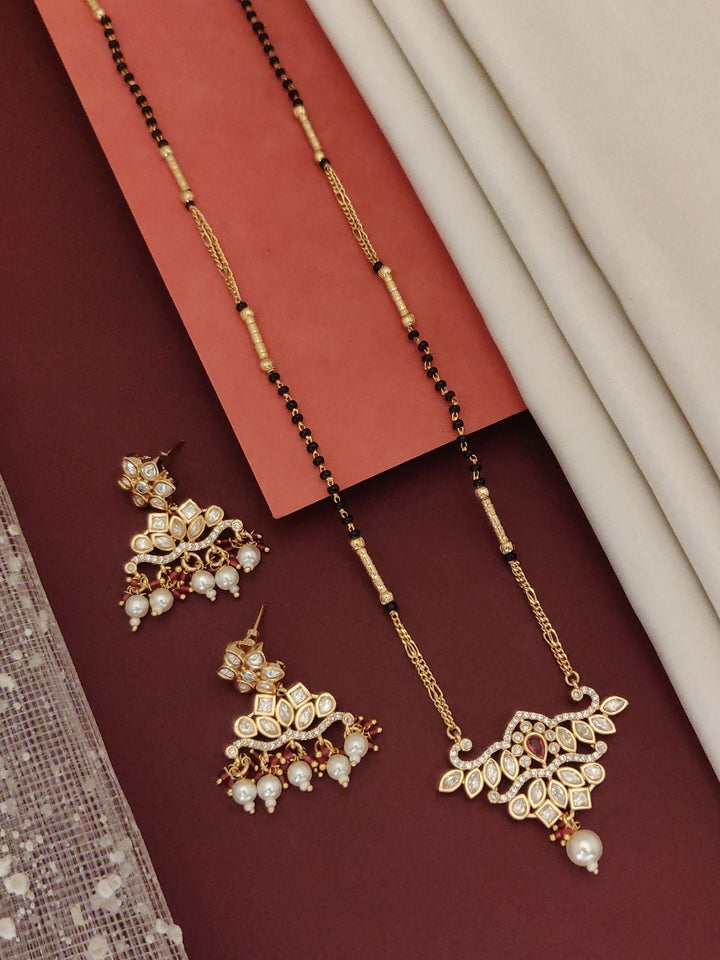 Gold Plated Polki Kundan Mangalsutra Set | SHOBITAM