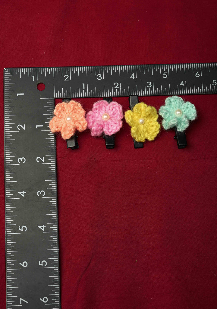 Crochet Floral Hair pins- pack of 4 ( 2 pairs) | SHOBITAM