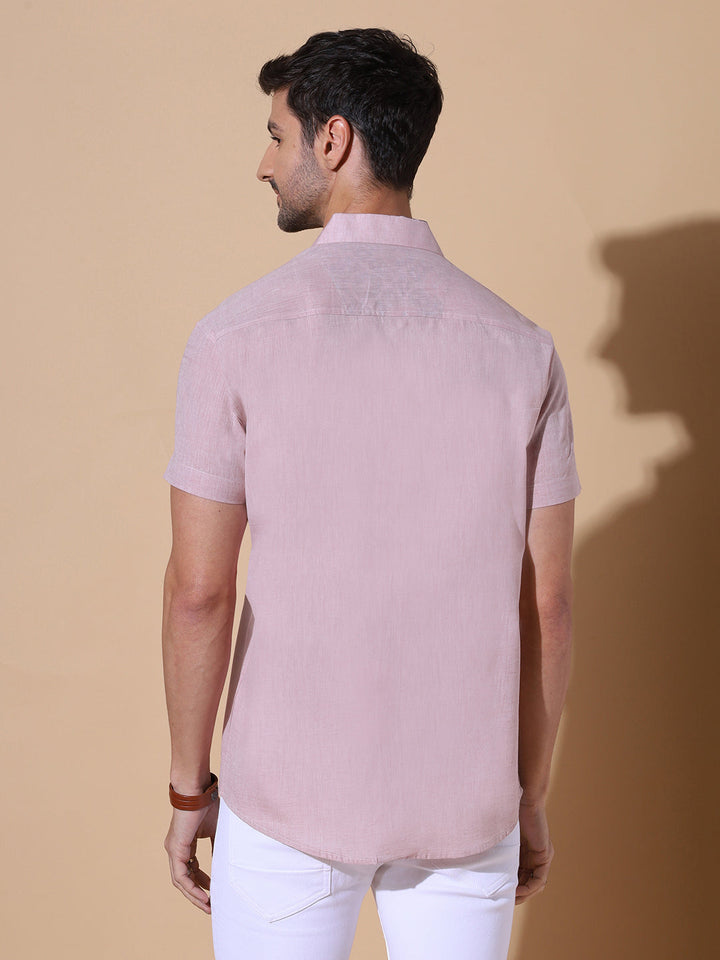 Blush Gulabi Pure Khadi Half Sleeve Cotton Shirt in Pink