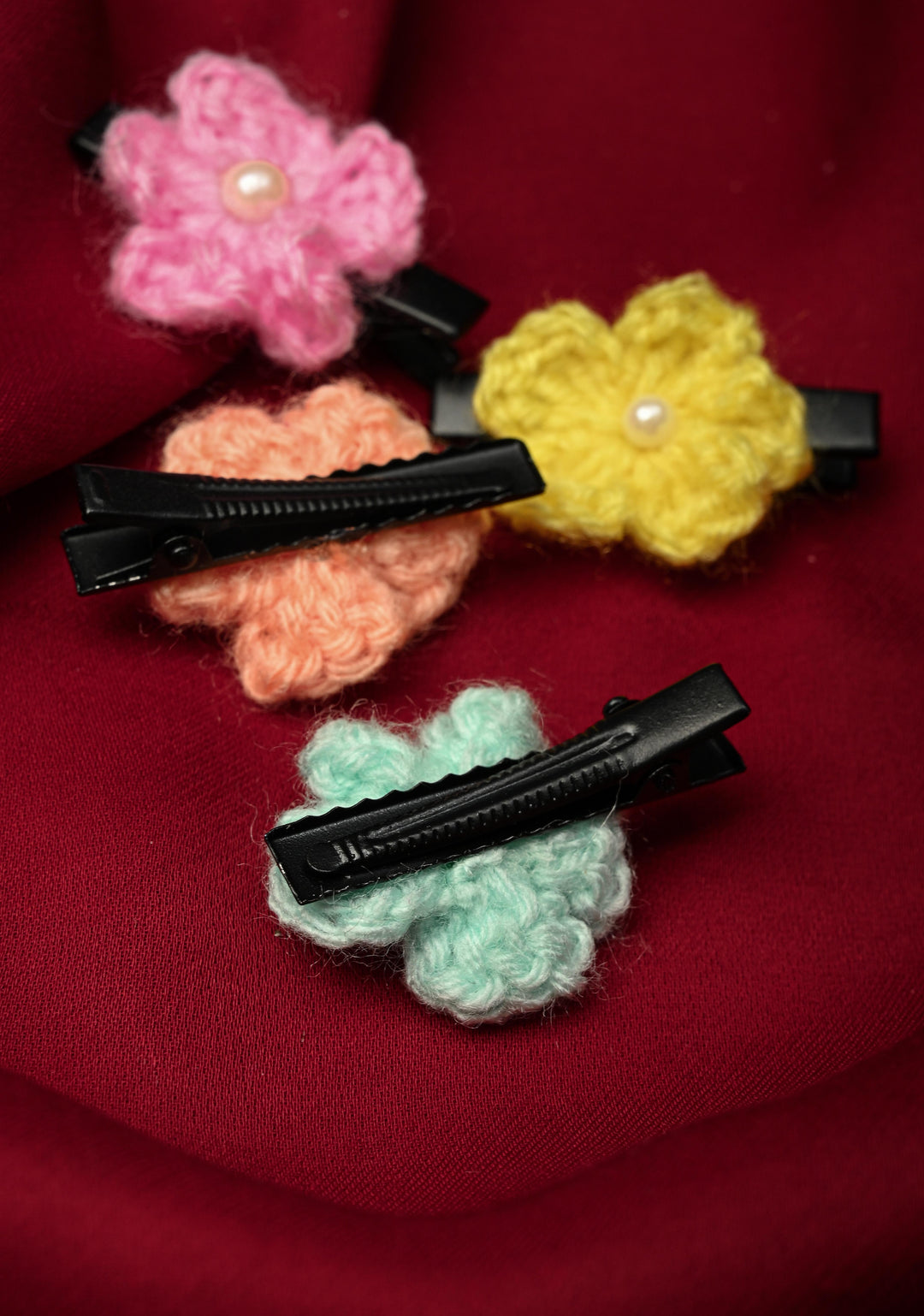 Crochet Floral Hair pins- pack of 4 ( 2 pairs) | SHOBITAM