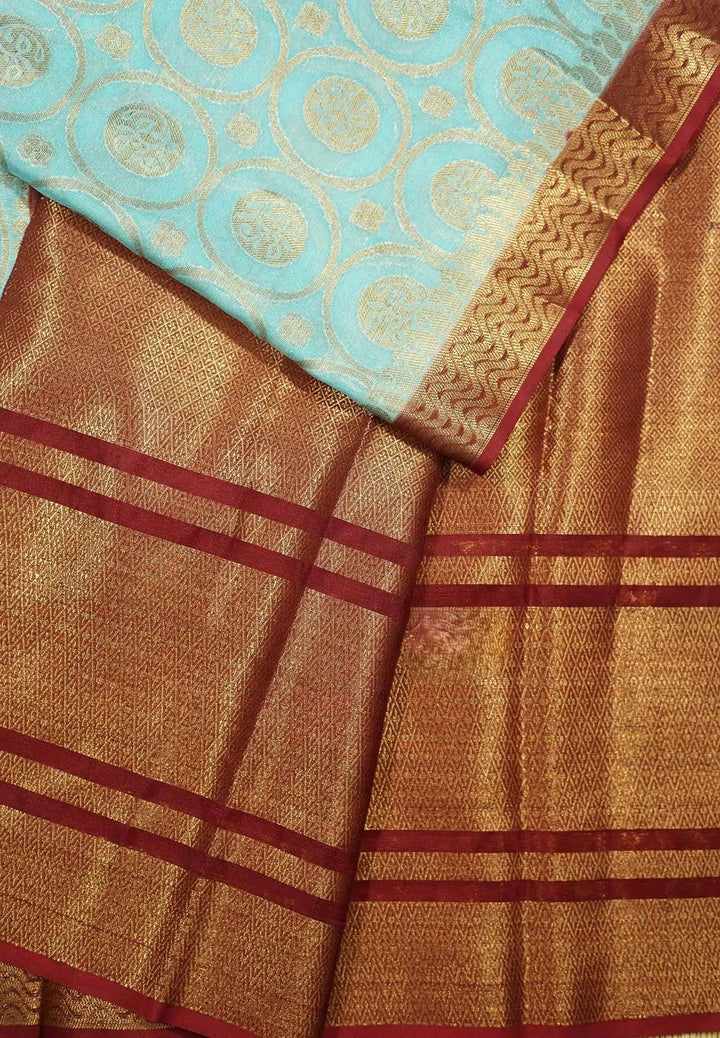 Heather Blue Semi Silk Saree withZari detailing | SHOBITAM