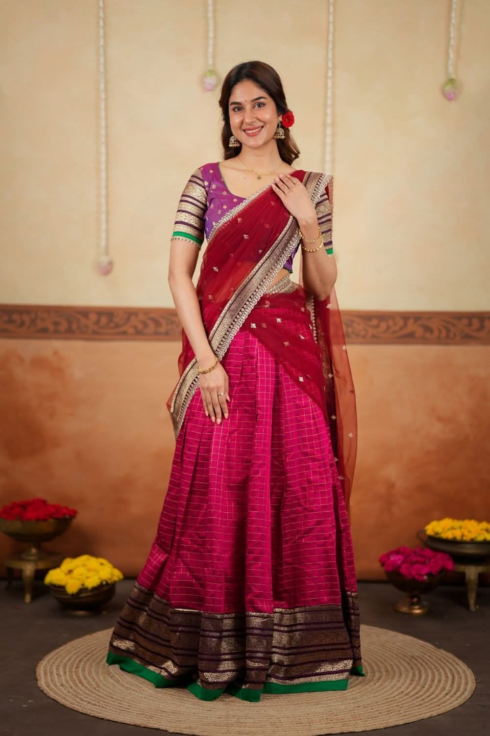 Navya Magenta Halfsaree (Set of 3) | SHOBITAM