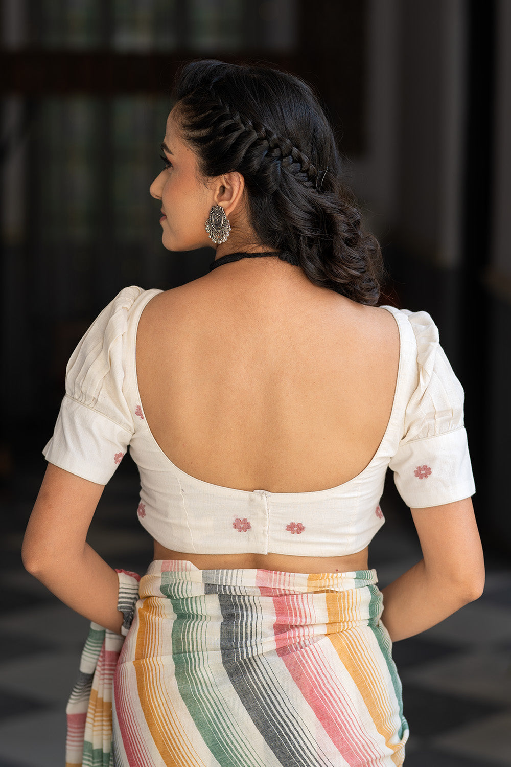 Ivory Jamdani Blouse | SHOBITAM
