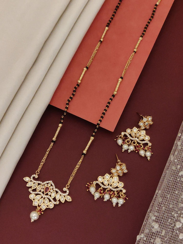 Gold Plated Polki Kundan Mangalsutra Set | SHOBITAM