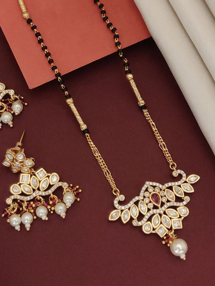 Gold Plated Polki Kundan Mangalsutra Set | SHOBITAM