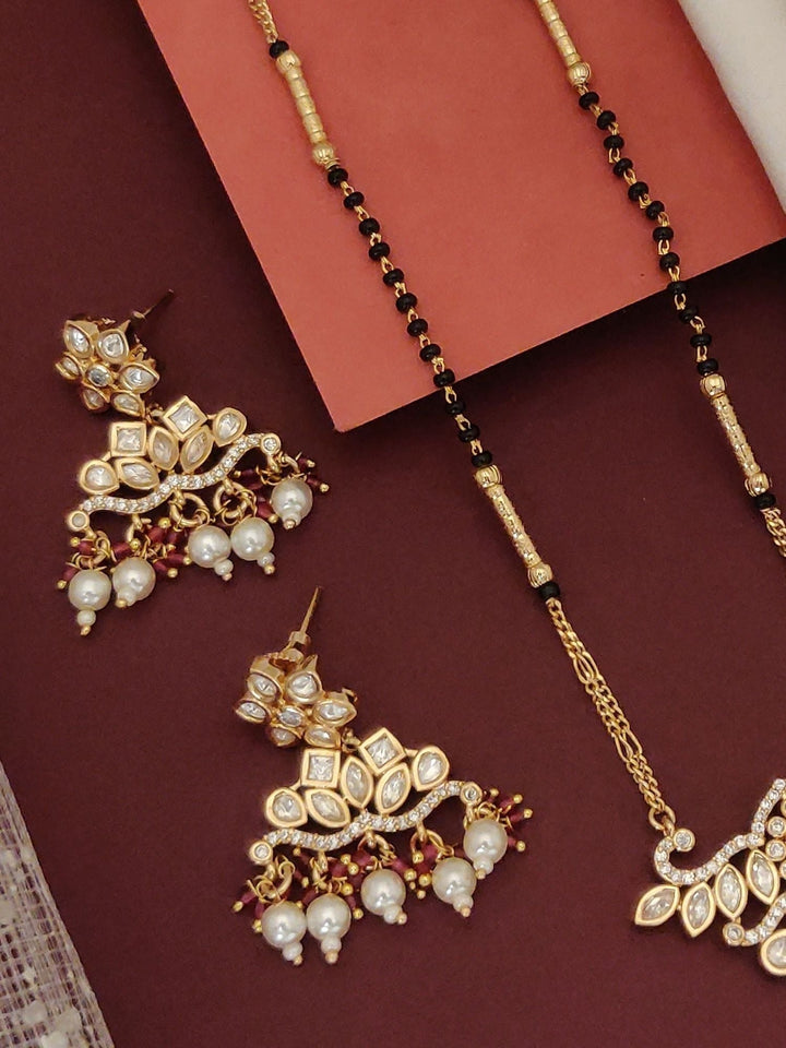Gold Plated Polki Kundan Mangalsutra Set | SHOBITAM