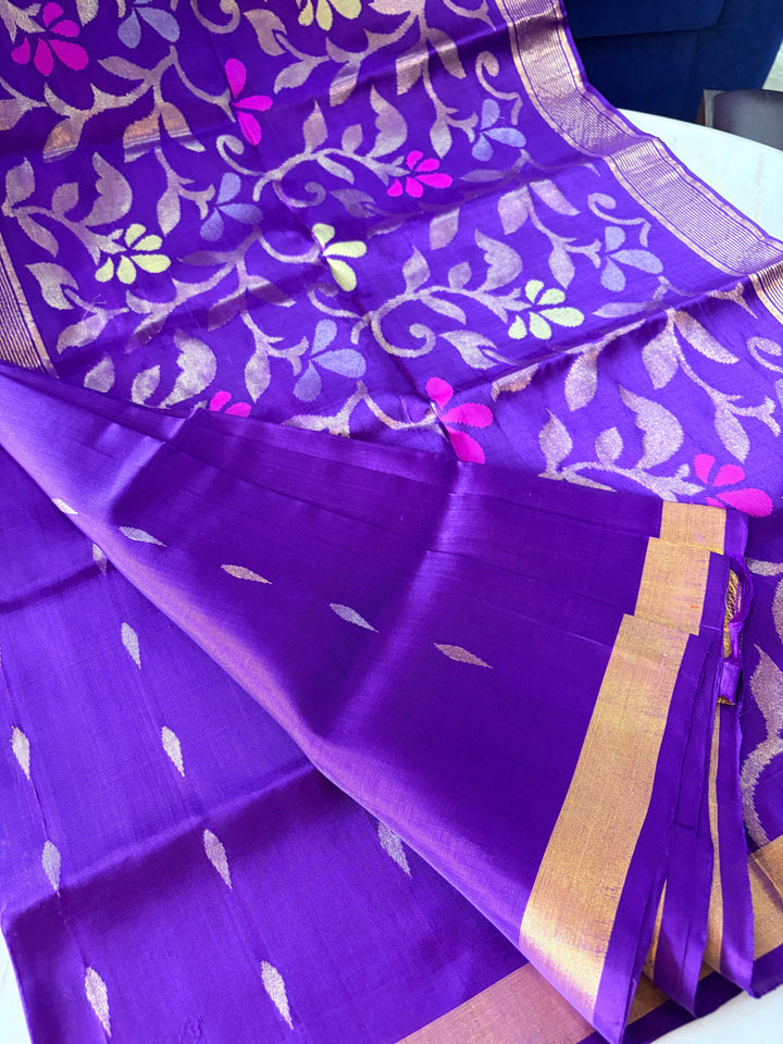 Soundarya -Royal Purple - Uppada Jamdani Silk Saree | SILK MARK CERTIFIED | SHOBITAM