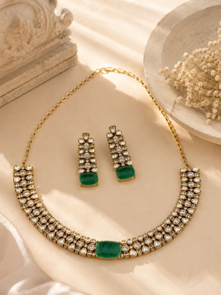 Emerald Green Necklace Set |SHOBITAM