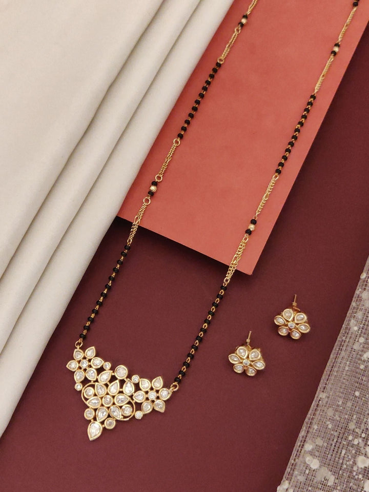 Gold Plated Polki Kundan Mangalsutra Set | SHOBITAM