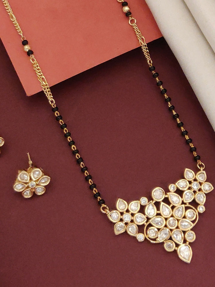 Gold Plated Polki Kundan Mangalsutra Set | SHOBITAM