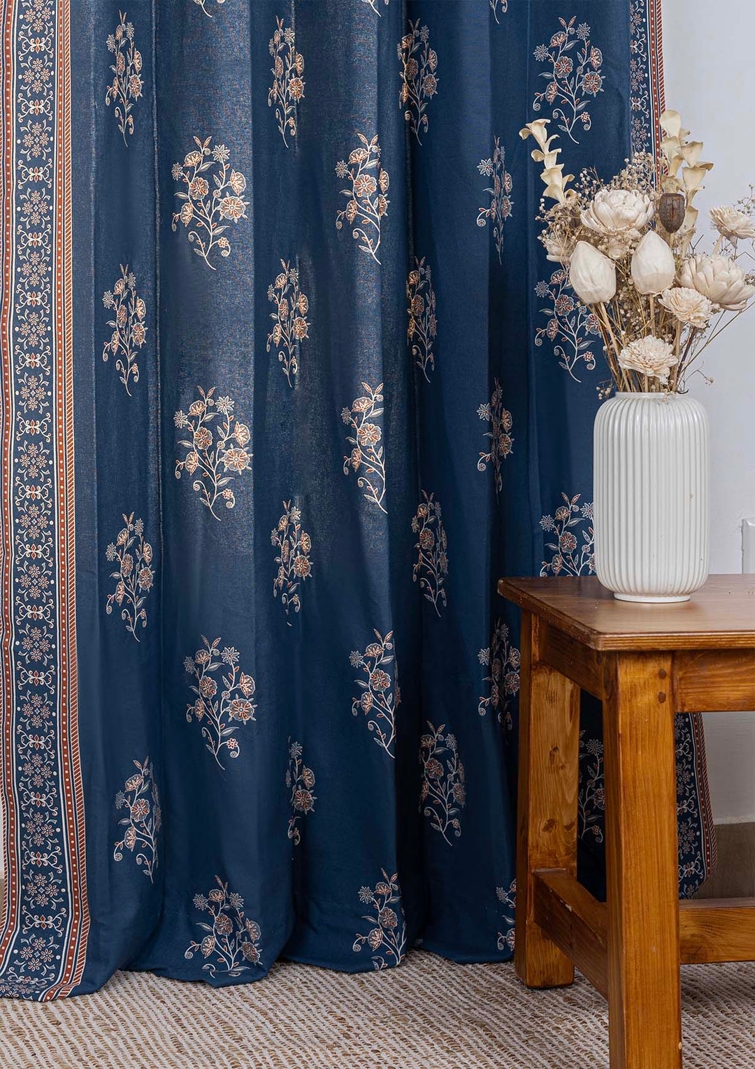 Neela 100% Cotton Printed Curtains for living room & Bedroom - Room Darkening - Multicolor - Single Piece | SHOBITAM