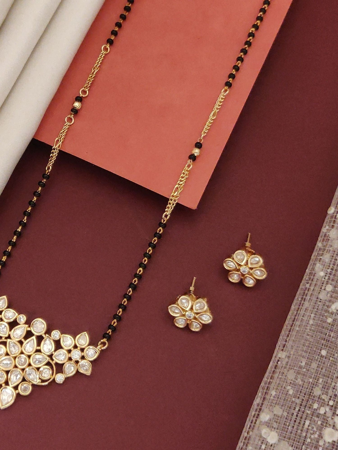 Gold Plated Polki Kundan Mangalsutra Set | SHOBITAM