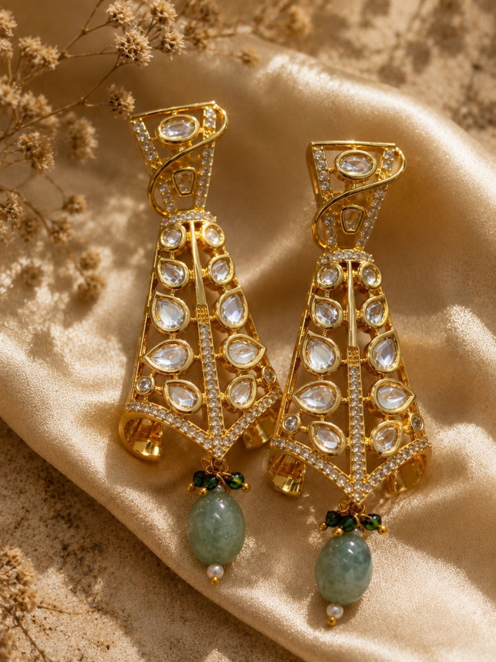 Elegant Kundan Drop Earrings in Gold Finish – Festive Wear | SHOBITAM