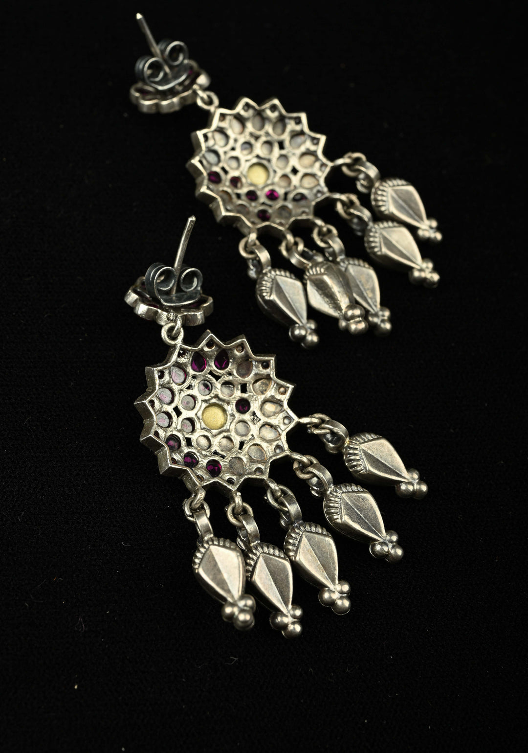 92.5 Pure Silver, Heera Oxidised Earrings