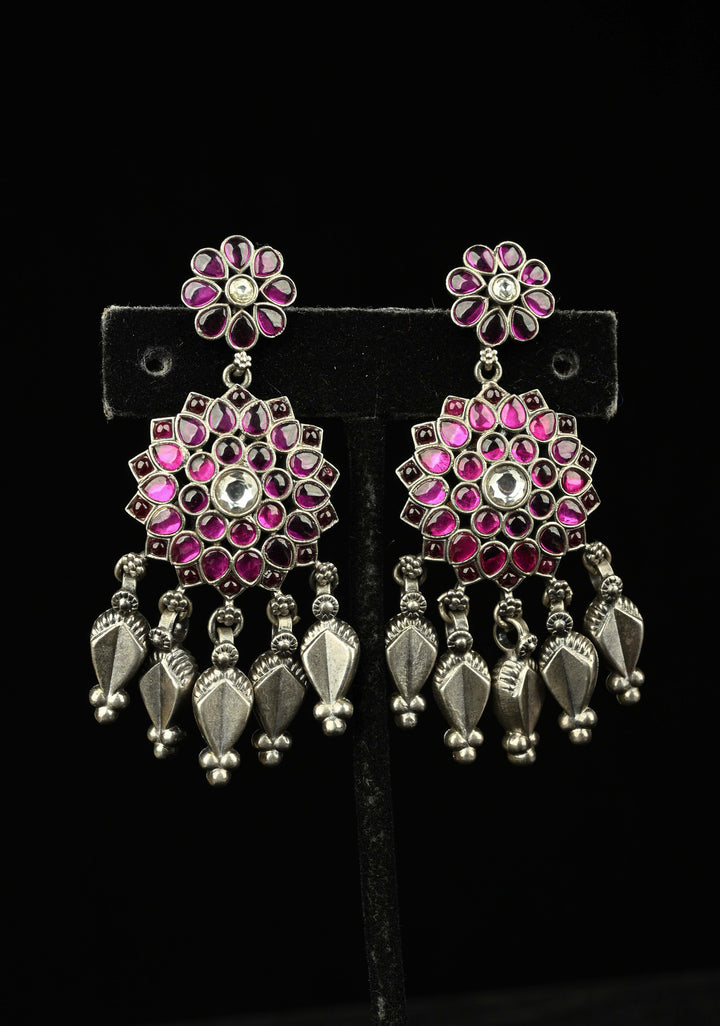 92.5 Pure Silver, Heera Oxidised Earrings