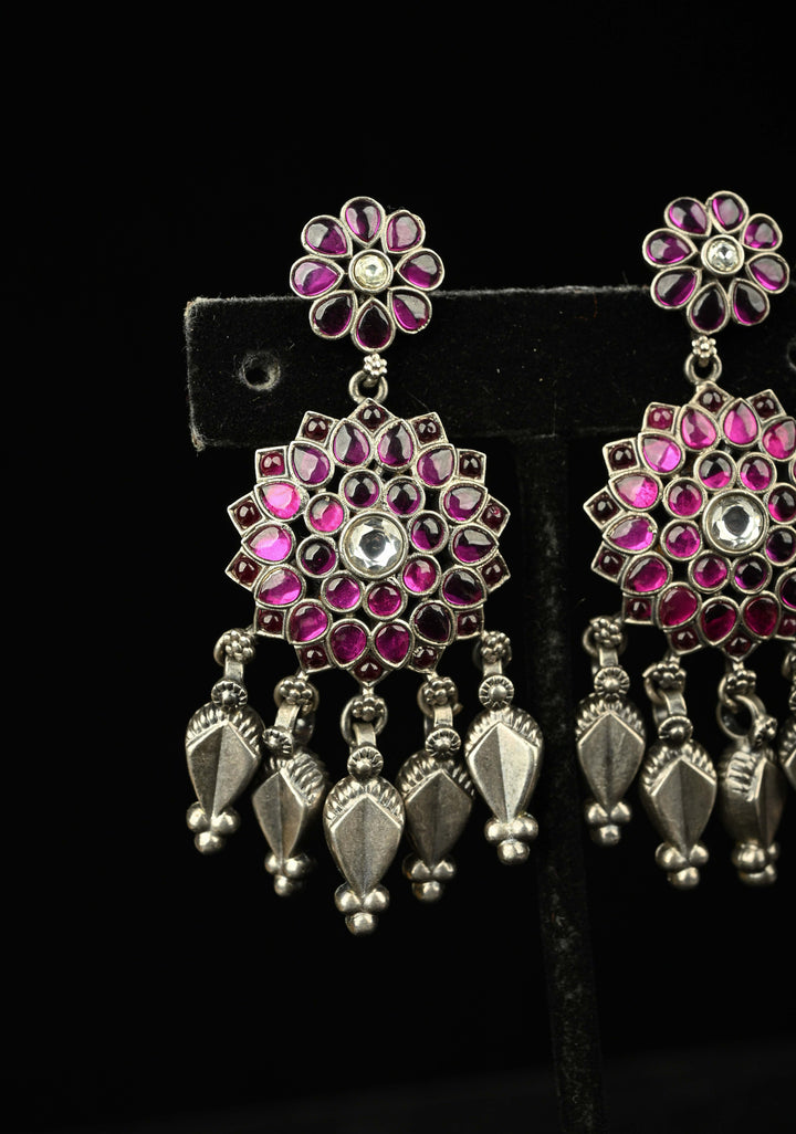 92.5 Pure Silver, Heera Oxidised Earrings