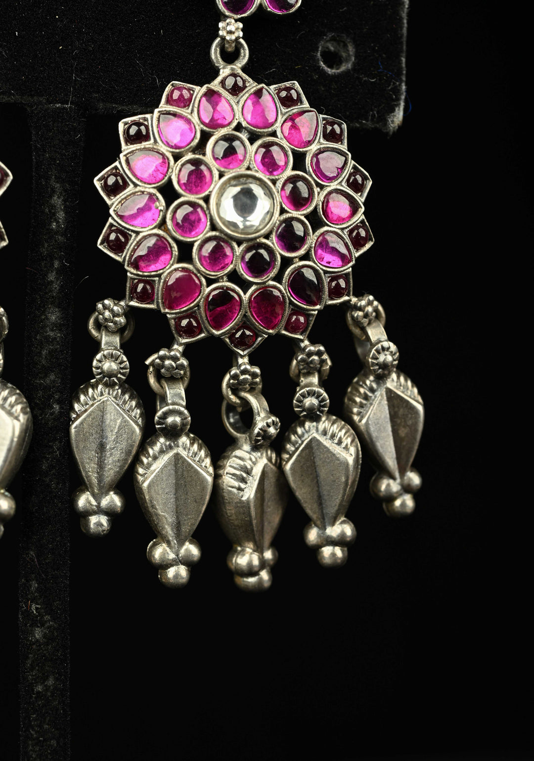 92.5 Pure Silver, Heera Oxidised Earrings