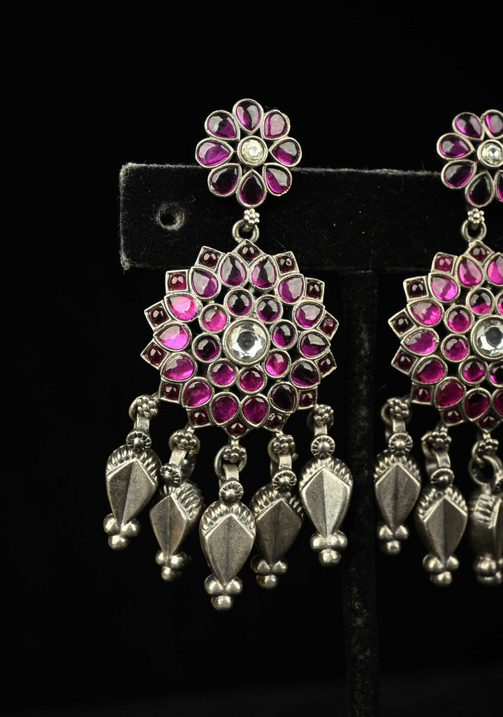 92.5 Pure Silver, Heera Oxidised Earrings