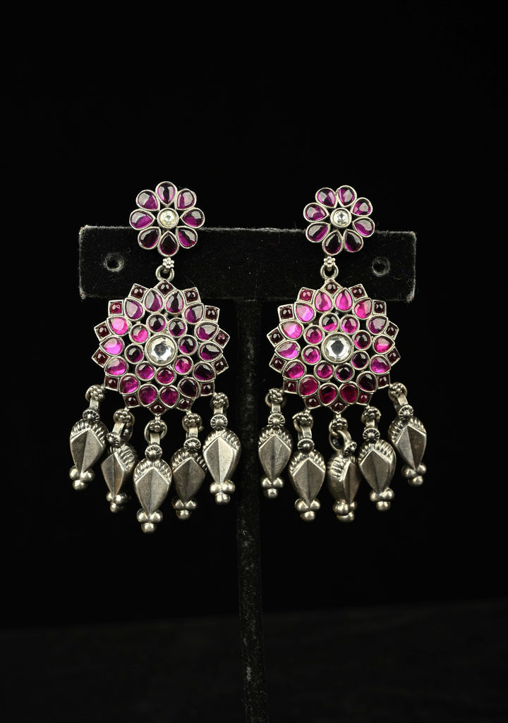 92.5 Pure Silver, Heera Oxidised Earrings