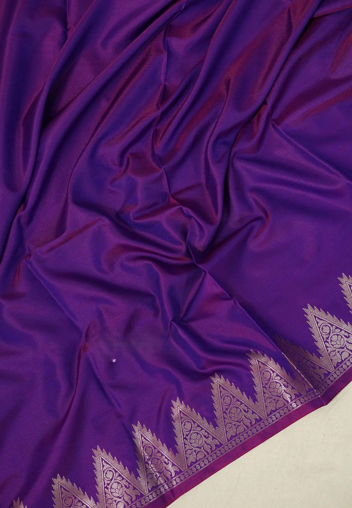 Purple Dual Tone Semi Silk Saree with Zari temple border| SHOBITAM