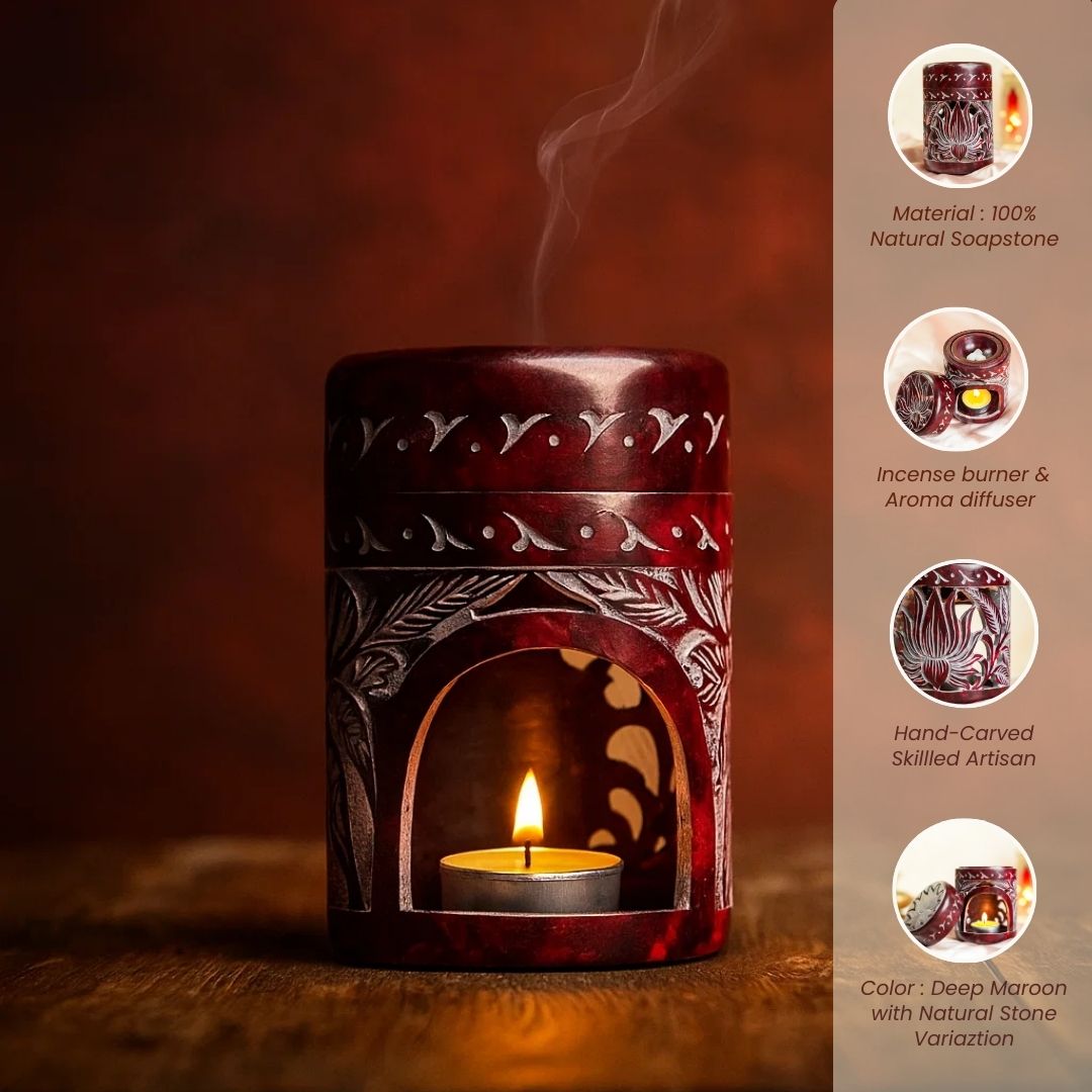 Neerja Hand Carved Soapstone Bakhoor Burner Aroma Diffuser