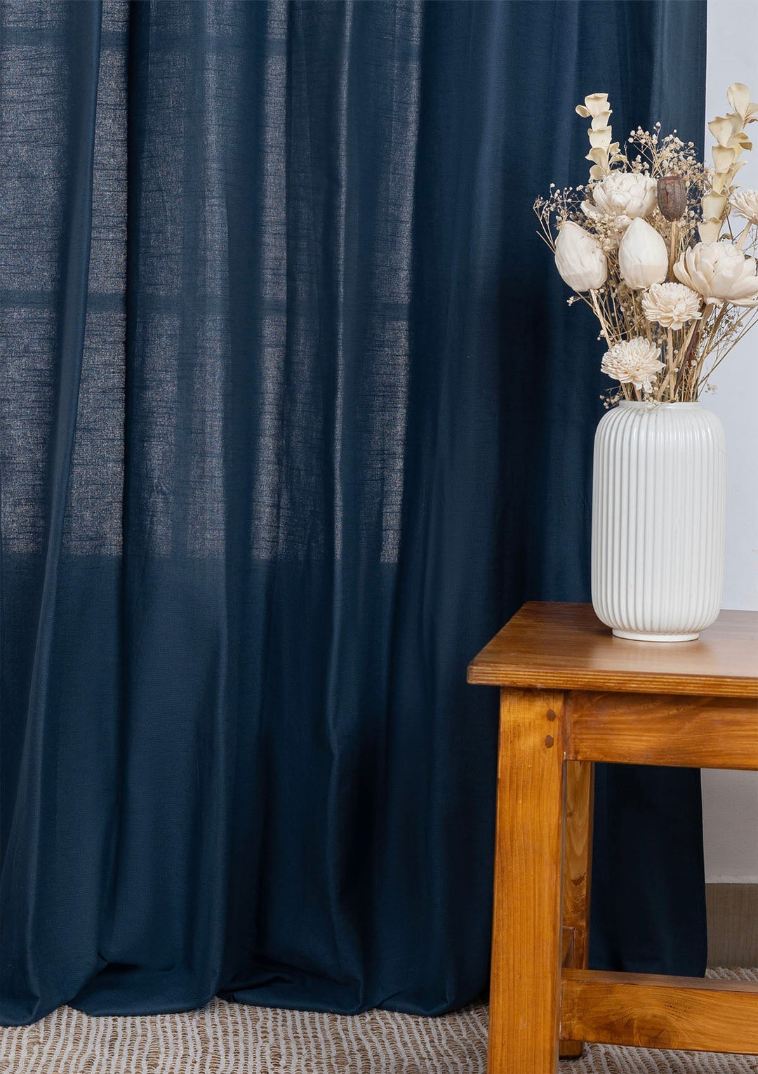 Solid Indigo Blue 100% Cotton Plain Curtain for Living & Bedroom - Room Darkening - Single Piece | SHOBITAM