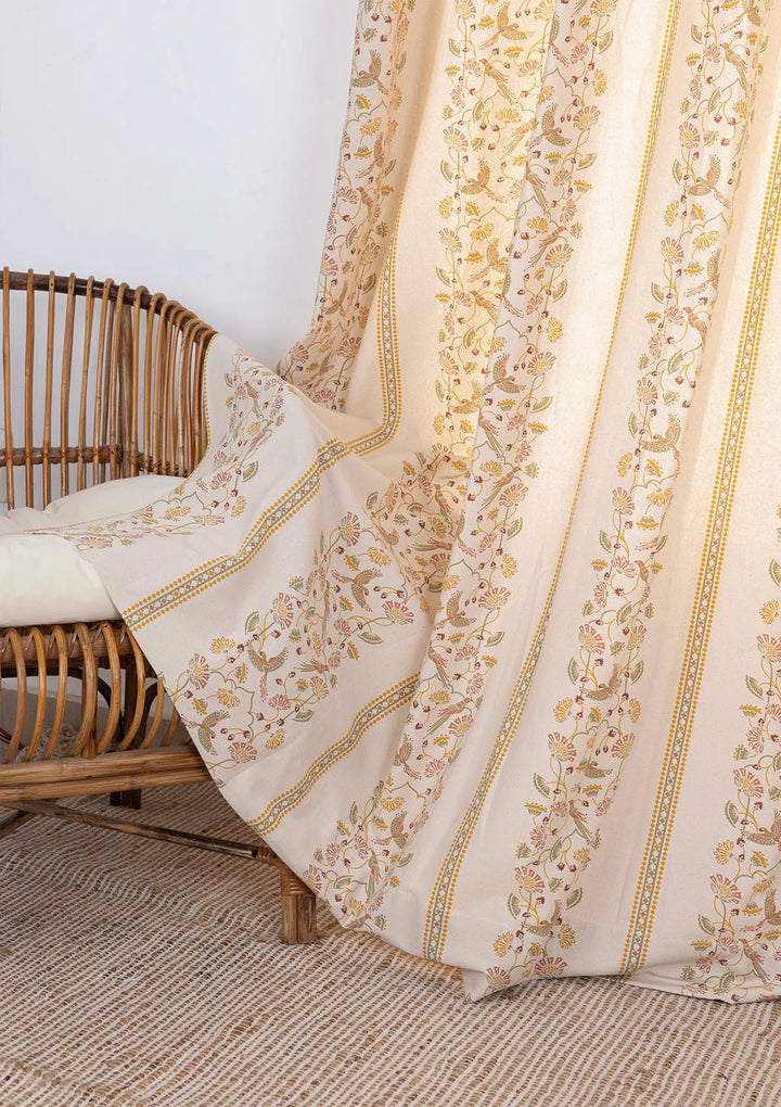Meenakshi 100% Cotton Printed Curtain for living room & bedroom - Light Reduction - Multicolor - Single Piece | SHOBITAM