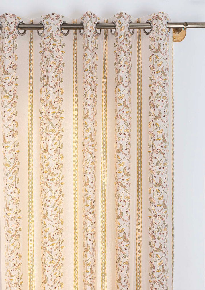 Meenakshi 100% Cotton Printed Curtain for living room & bedroom - Light Reduction - Multicolor - Single Piece | SHOBITAM