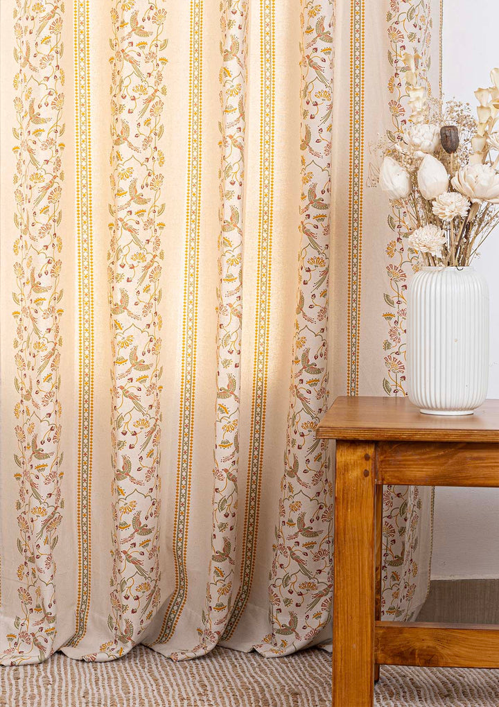 Meenakshi 100% Cotton Printed Curtain for living room & bedroom - Light Reduction - Multicolor - Single Piece | SHOBITAM