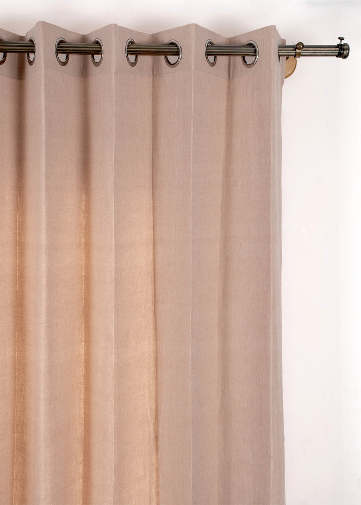Pink Sand Solid Linen Cotton Curtain for Living room and bedroom - Room darkening - Single Piece | SHOBITAM