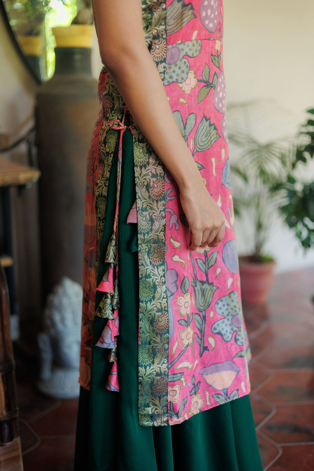 Pretty Peach and Green Kurti and Skirt Set | Shobitam Custom Gowns | Made To Order
