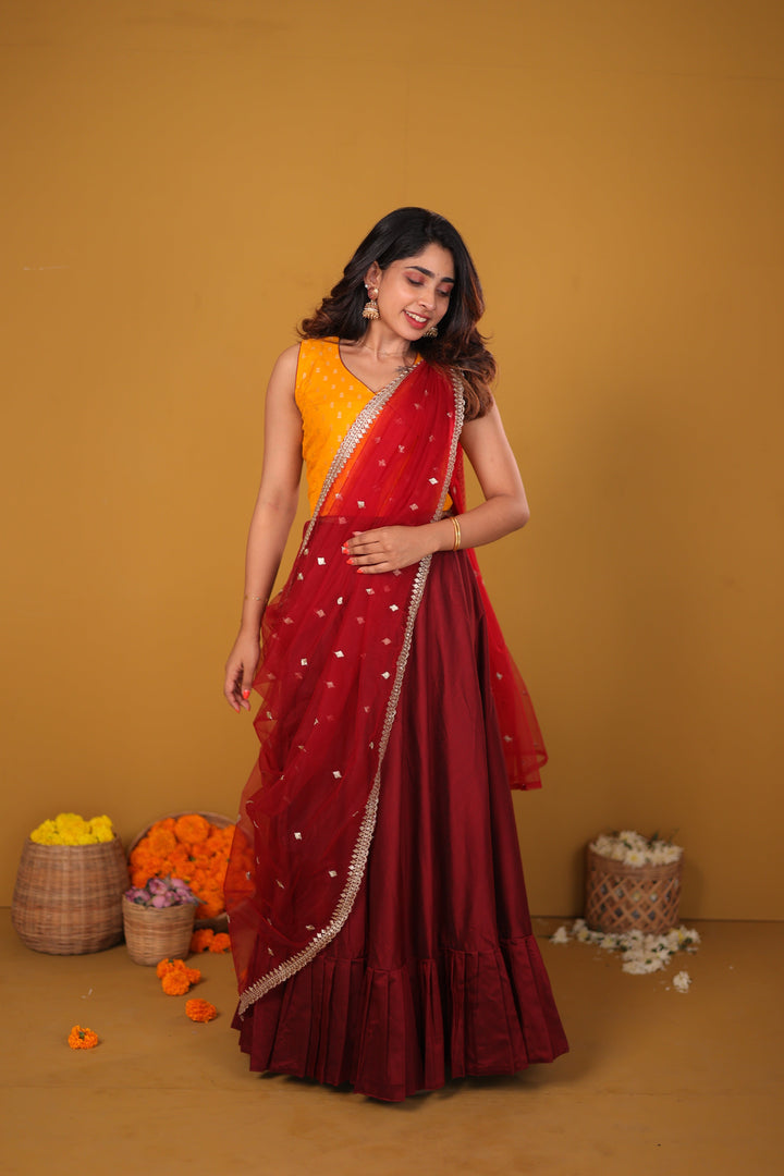 Vandana Mustard & Maroon  | SHOBITAM