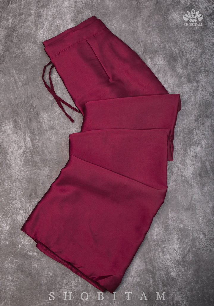 Premium Quality La'Burgandy Satin Petticoat for saree, medium size