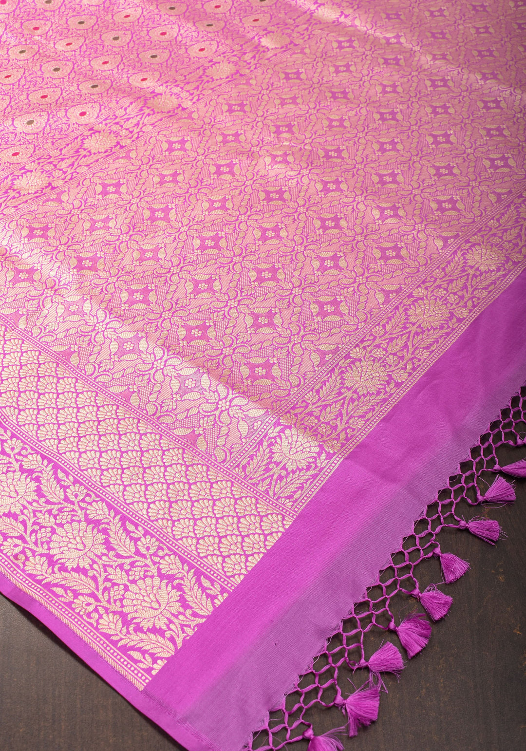 Lavender Exquisite and Intricate Banarasi Meenakari Brocade Katan Silk Saree| SILK MARK CERTIFIED