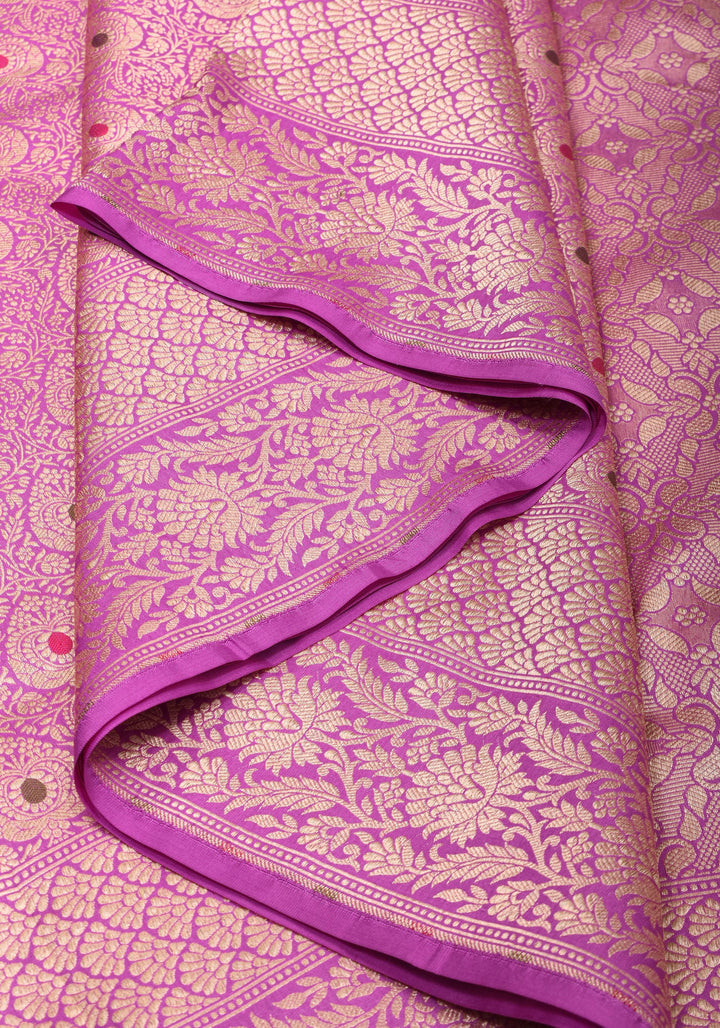 Lavender Exquisite and Intricate Banarasi Meenakari Brocade Katan Silk Saree| SILK MARK CERTIFIED