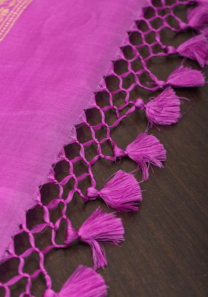 Lavender Exquisite and Intricate Banarasi Meenakari Brocade Katan Silk Saree| SILK MARK CERTIFIED