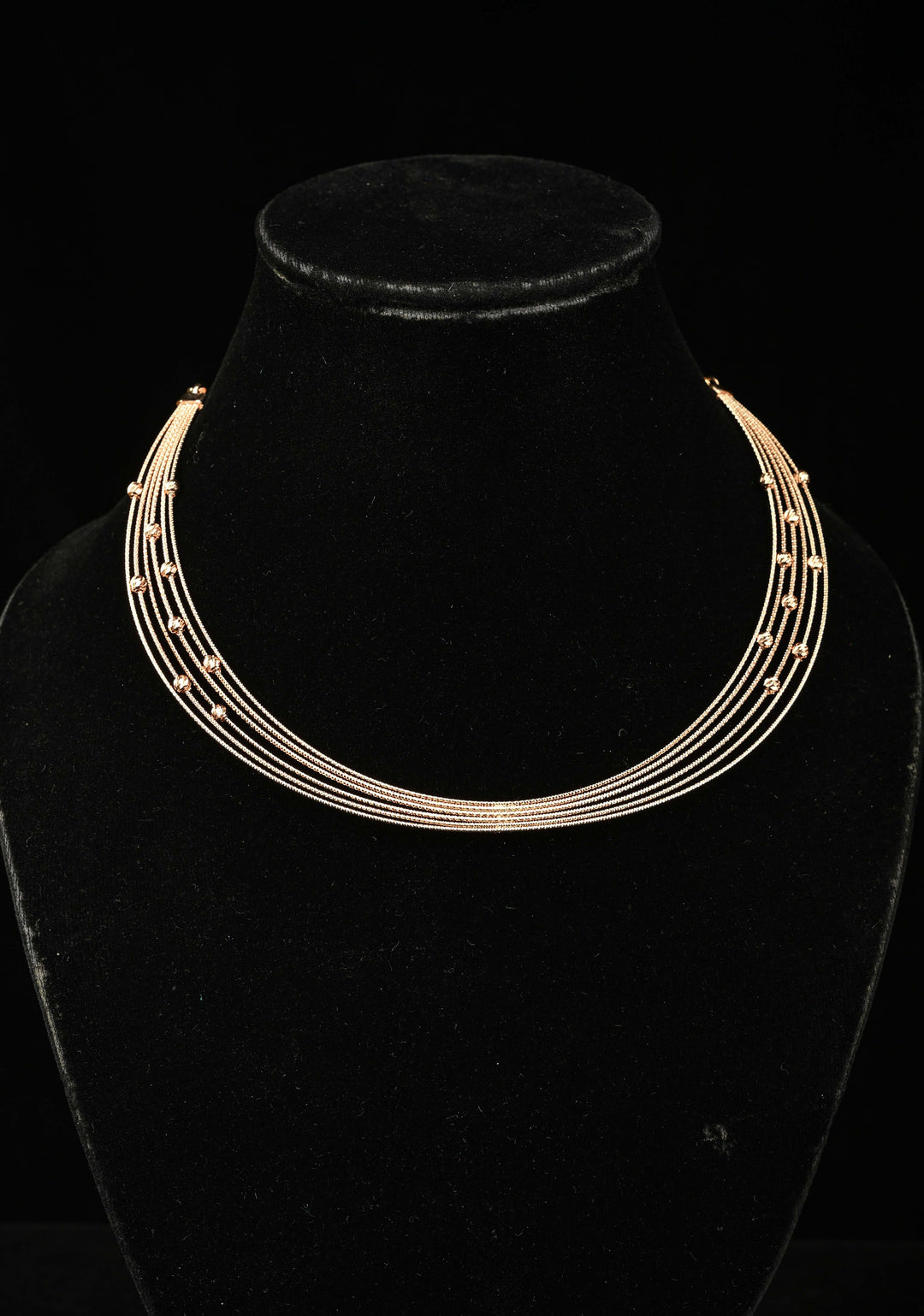 92.5 Silver, Rose Gold Plated Multilayer Lightweight Necklace with Bead Accents