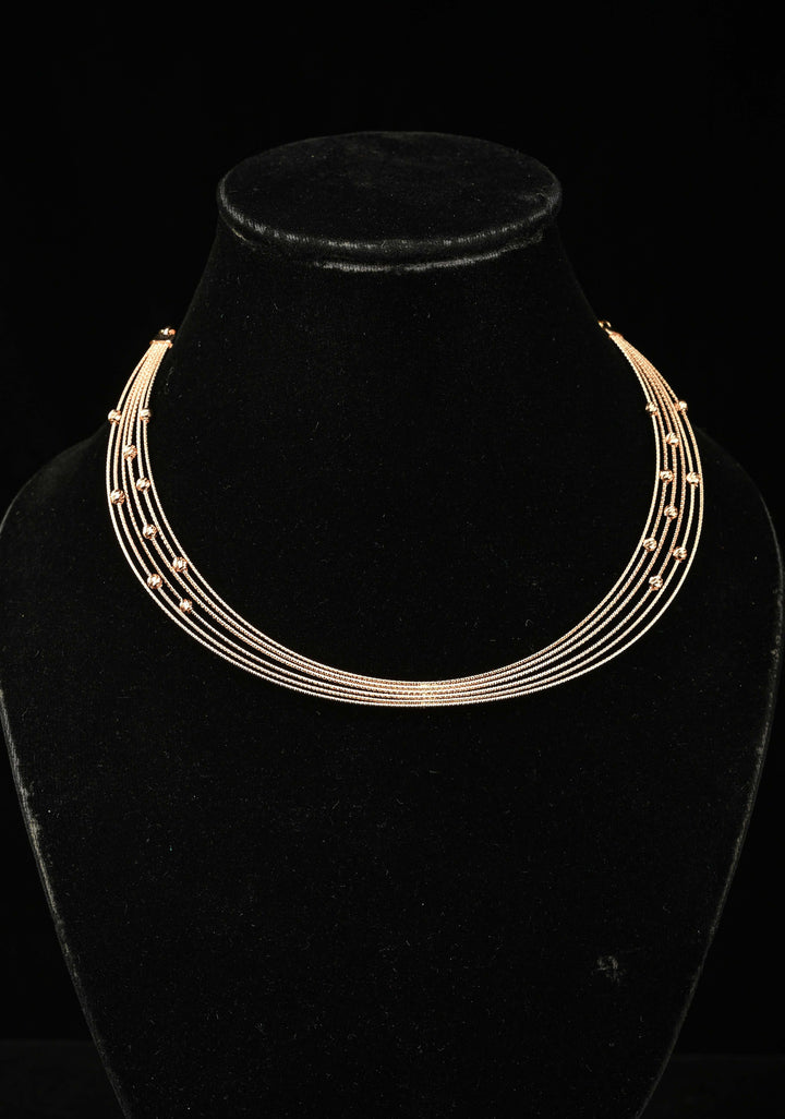92.5 Silver, Rose Gold Plated Multilayer Lightweight Necklace with Bead Accents