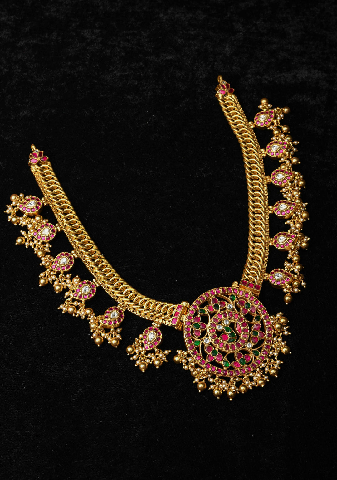 92.5  Silver Reversible 3 in 1 Temple Jewelry Necklace With Mango Charms