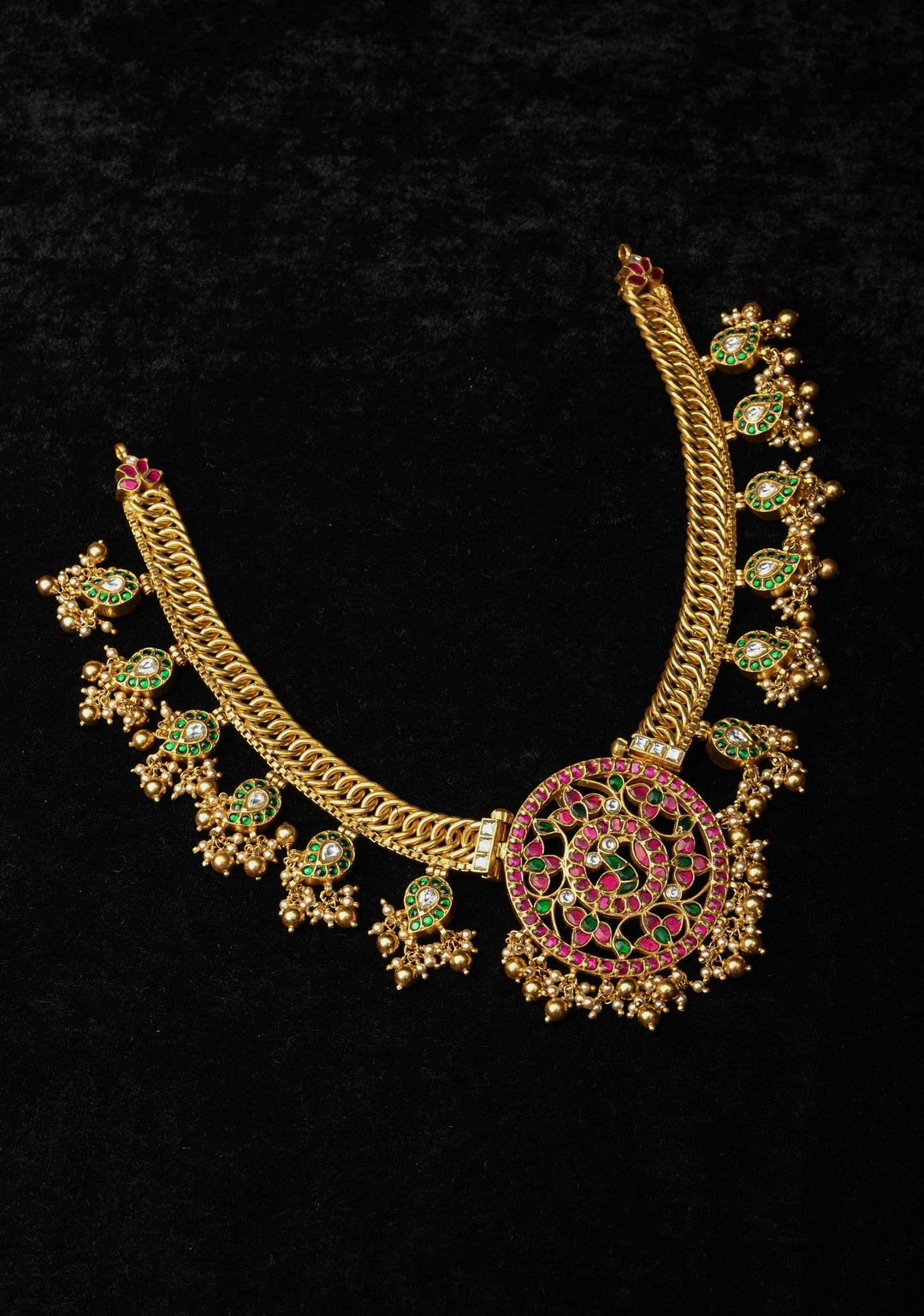 92.5  Silver Reversible 3 in 1 Temple Jewelry Necklace With Mango Charms