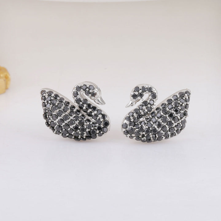 Pure 92.5 Silver Black Swan Pendant Set | SHOBITAM