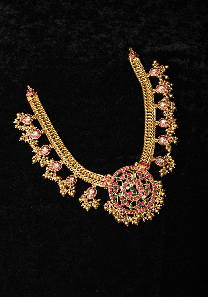 92.5  Silver Reversible 3 in 1 Temple Jewelry Necklace With Mango Charms