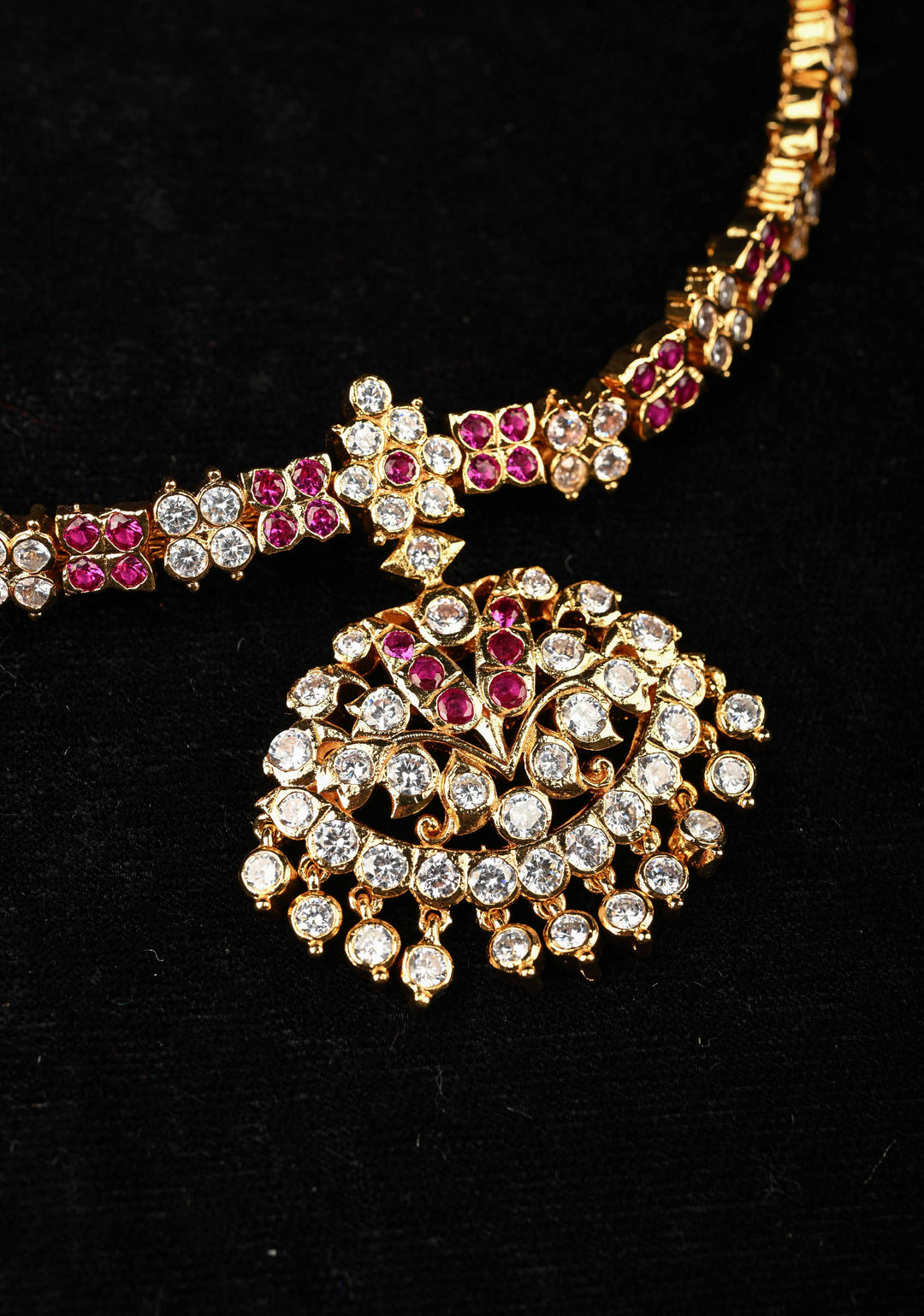 92.5 Pure Silver, Gold Plated Aaranikha Attigai Necklace