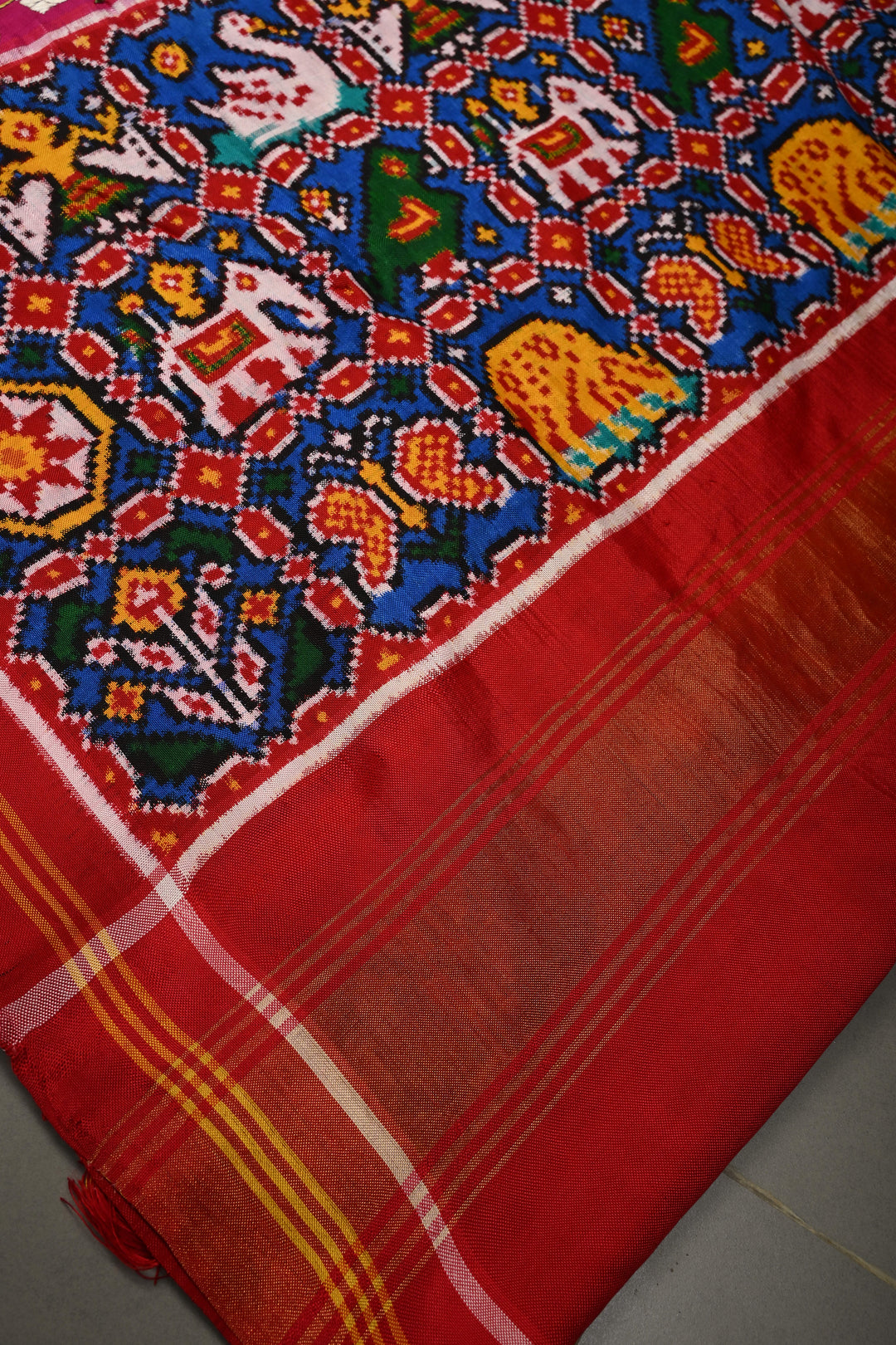 Rani Pink  Jugalbandi Patan Patola Double Ikkat Pure Silk Saree With Parsi Gara Hand Embroidery | SILK MARK CERTIFIED | SHOBITAM