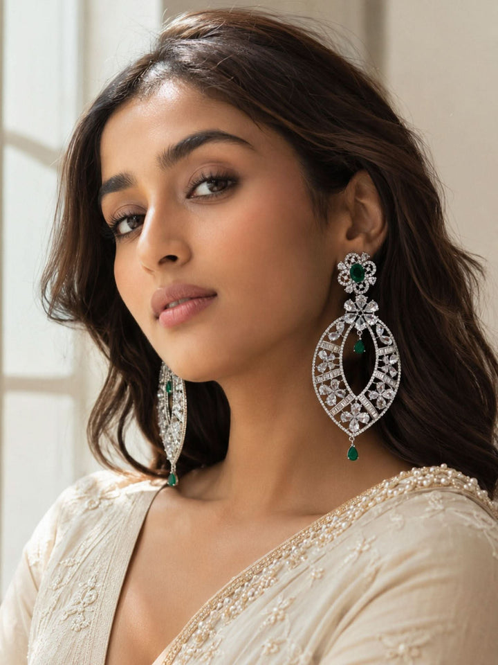 Crystal Floral Statement Earrings | SHOBITAM