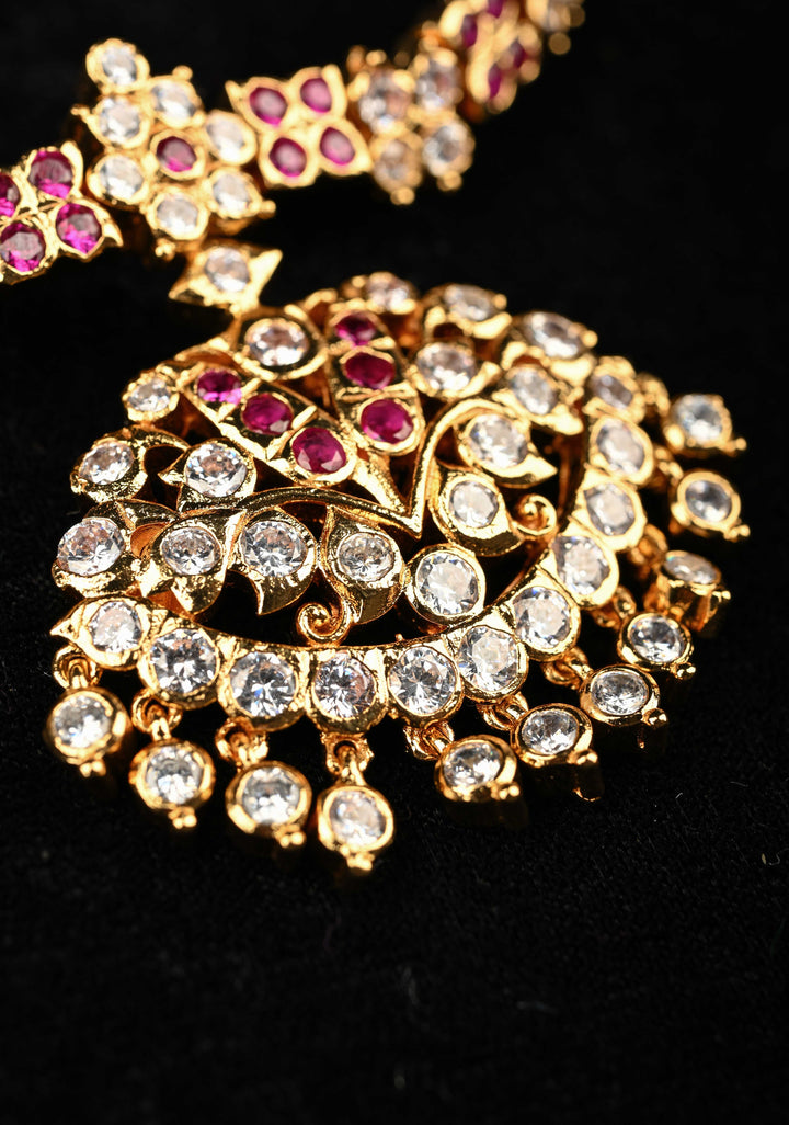 92.5 Pure Silver, Gold Plated Aaranikha Attigai Necklace