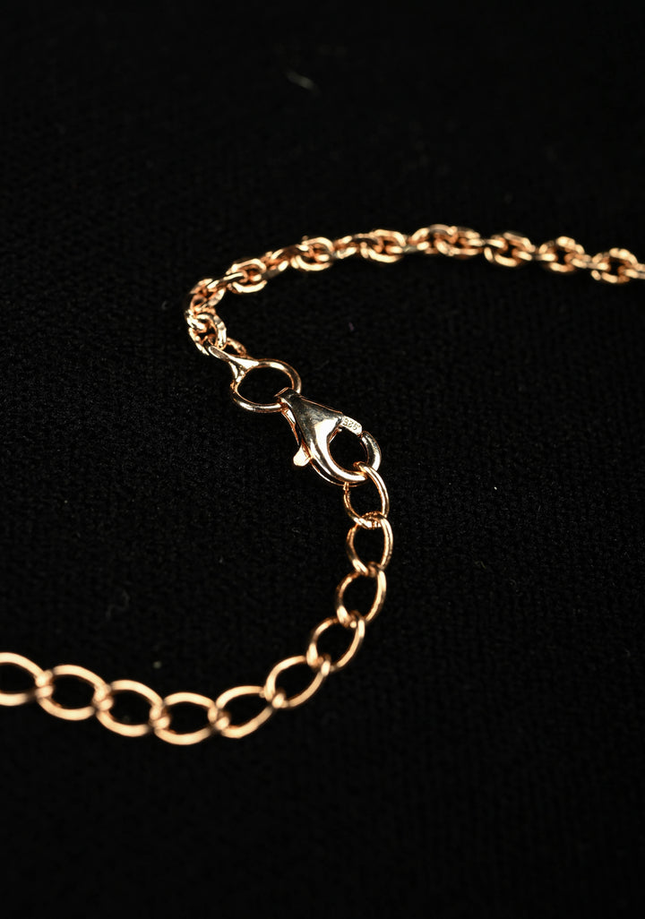 92.5 Silver, Rose Gold Plated Multilayer Lightweight Necklace with Bead Accents
