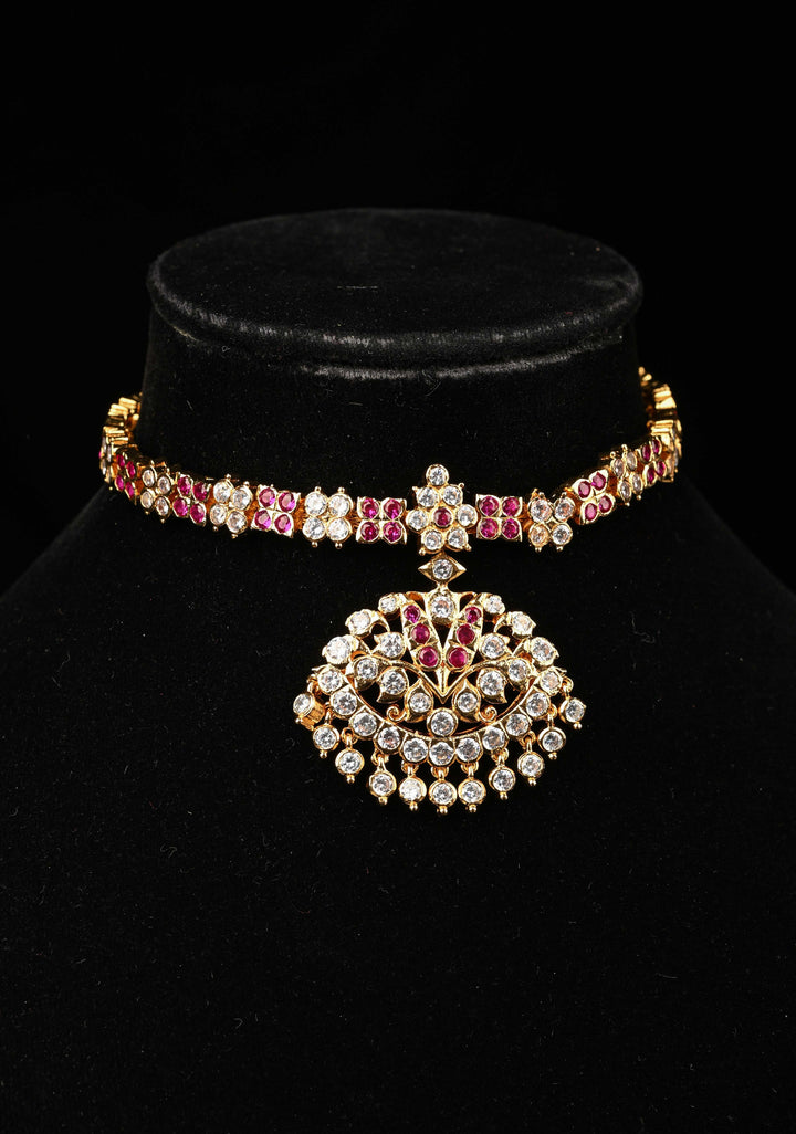 92.5 Pure Silver, Gold Plated Aaranikha Attigai Necklace