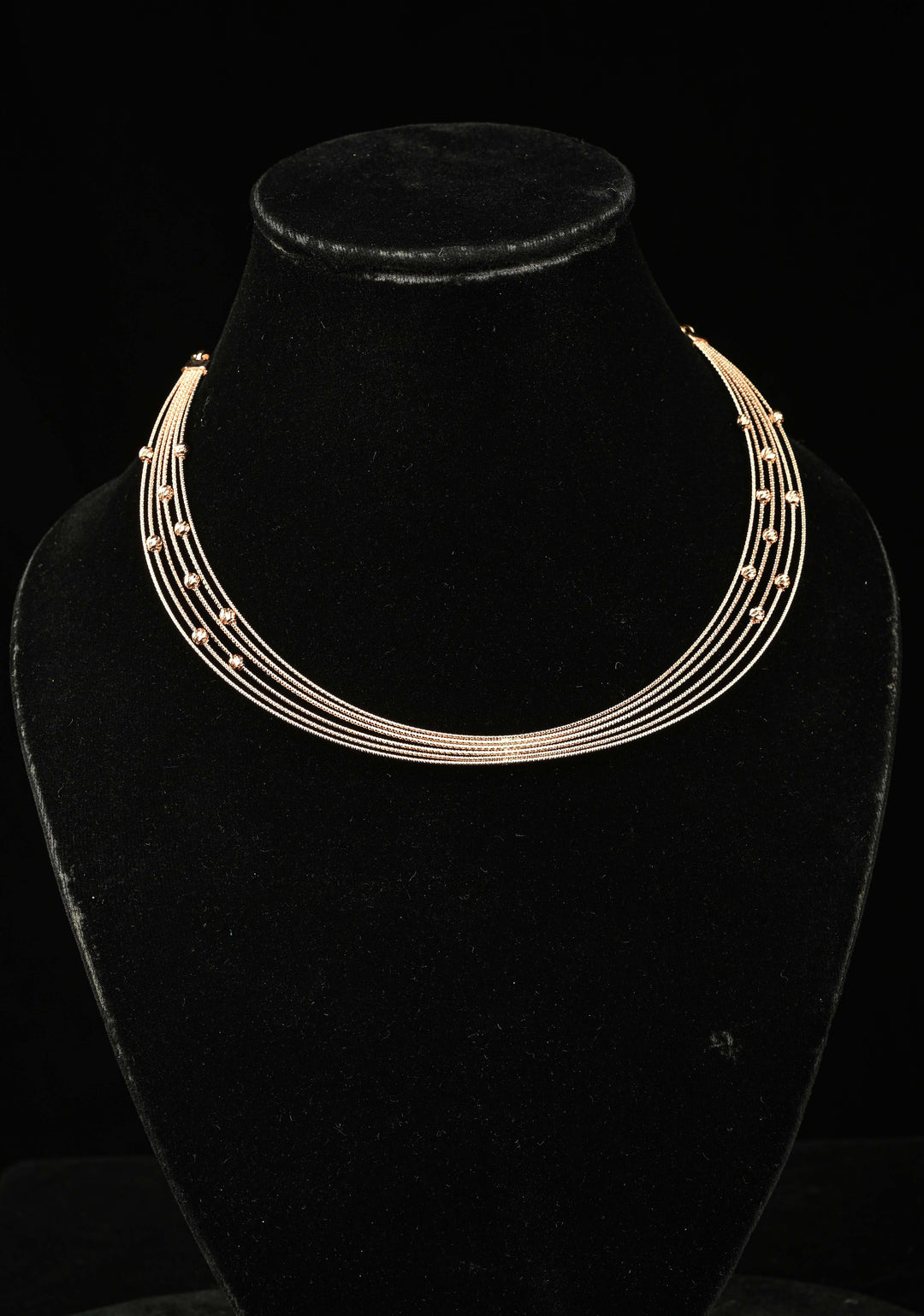 92.5 Silver, Rose Gold Plated Multilayer Lightweight Necklace with Bead Accents