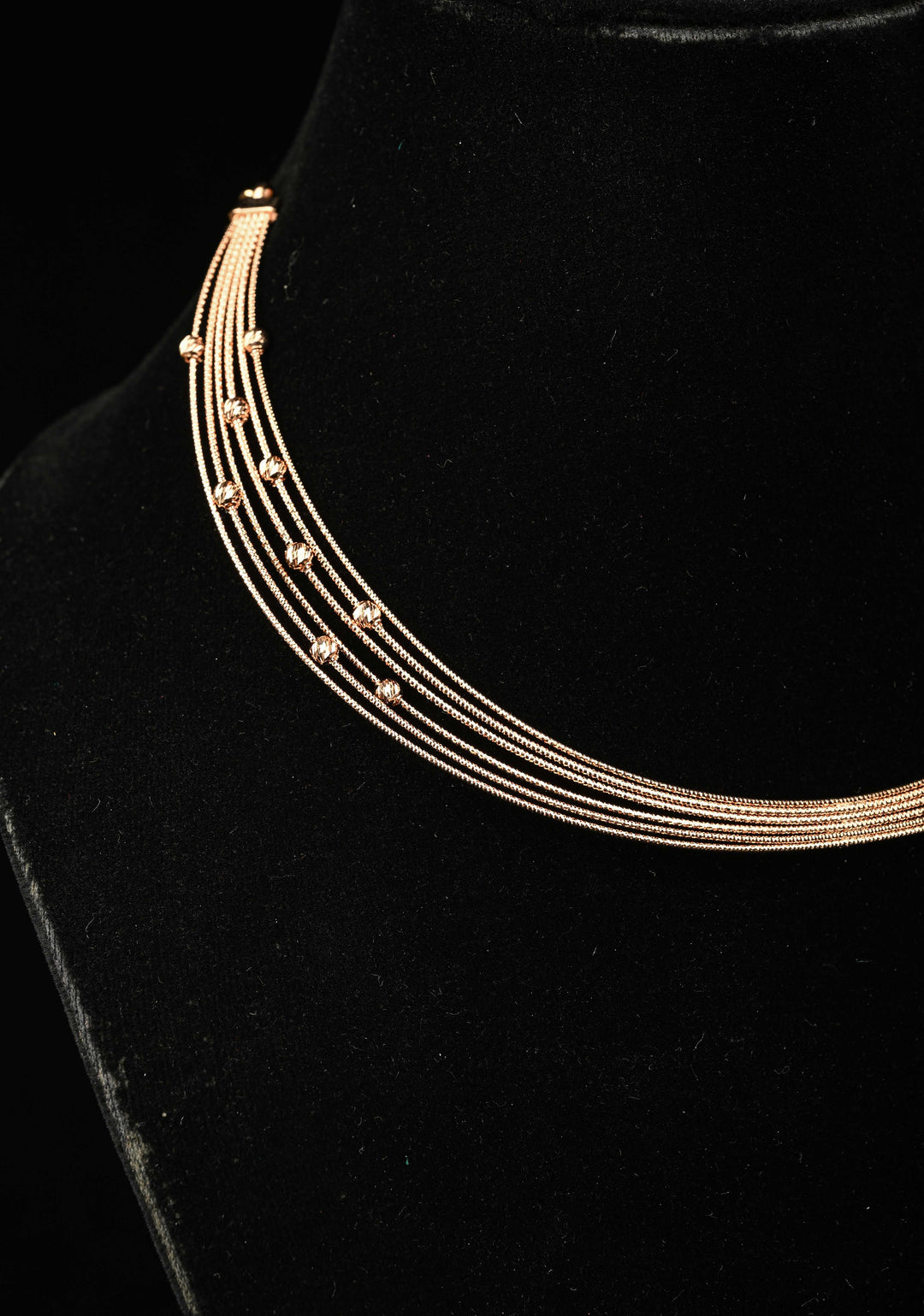 92.5 Silver, Rose Gold Plated Multilayer Lightweight Necklace with Bead Accents
